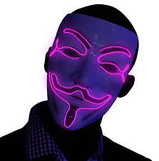 Neon light V of Vendetta mask in 4 colors