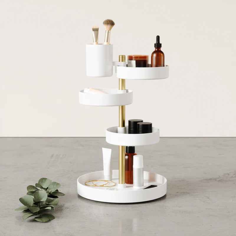 Pirouette Cosmetic Organizer White/Brass