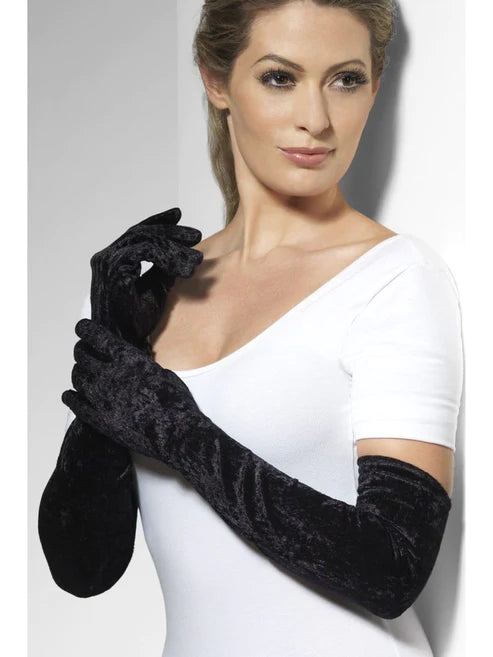 Velveteen Gloves,Black