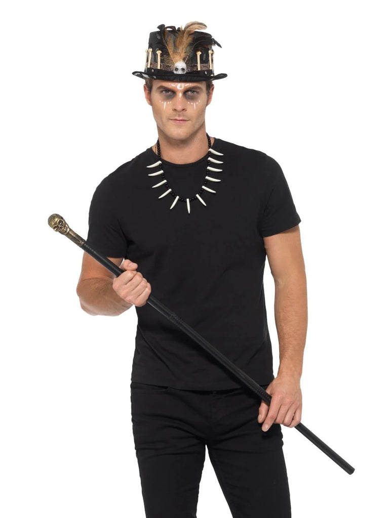 Voodoo Kit With Feather Top Hat Black