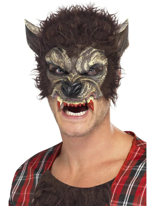 Werewolf Half Face Latex Mask,Brown