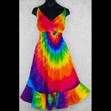 Rainbow Spiral Tie-Dye Star Dress